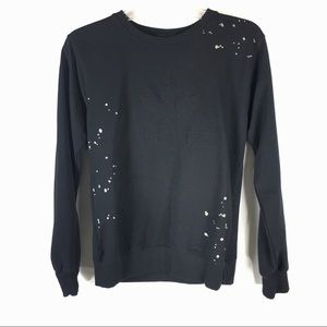 New Dsquared2 Black Logo Sleeve Paint Splatter